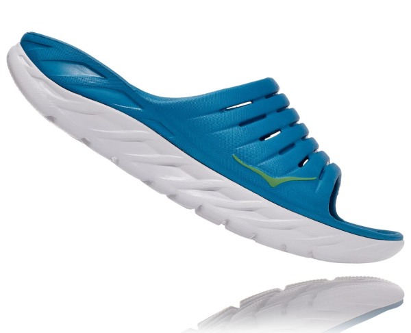 Hoka One One ORA Recovery Slide Mens UK - Blue / Green Recovery Slide - NJIKL2105